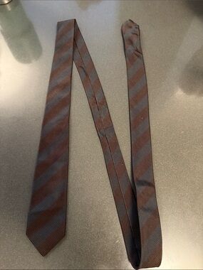 Jil Sander Classic Men's Striped Neck Tie - Brown and Blue